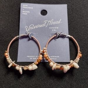 Universal Thread Silver Beaded Hoop Earrings